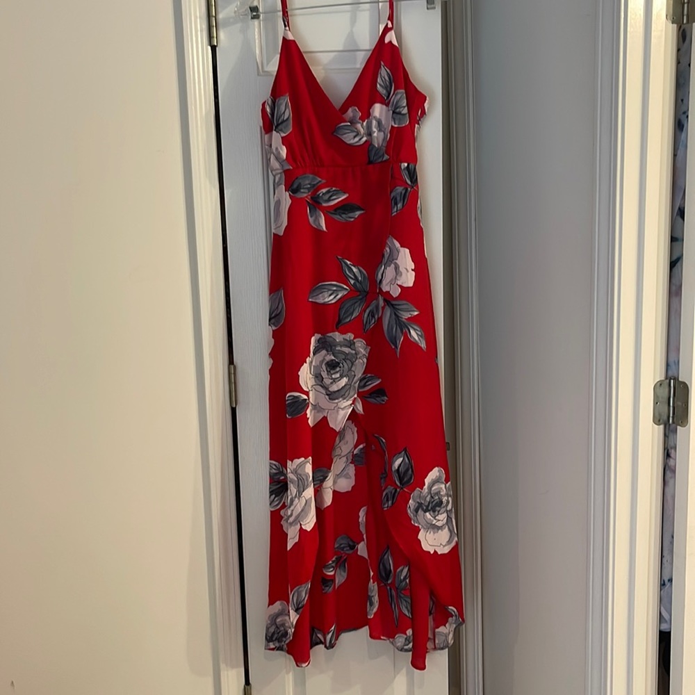 Red flowers dress